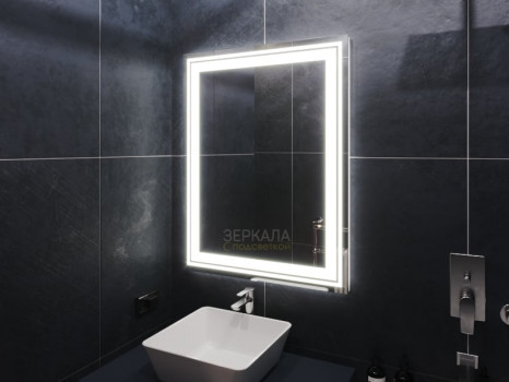 Зеркало в ванную комнату с подсветкой светодиодной лентой Гралья Экстра